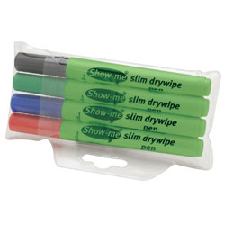 Show-me Dry Wipe Pens Medium Assorted - Pack of 4