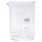 Academy Low Form Glass Beaker Heavy Wall 600ml Pack of 6