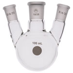 A PLUS Round Bottom Flask Three Neck 100ml Centre Joint 19/26 Angled Joint 14/23