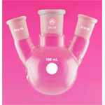 A PLUS Round Bottom Flask Three Neck 100ml Centre Joint 24/29 Angled Joint 19/26