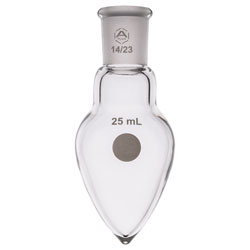 A PLUS Jointed Pear Shaped Flask, Single Neck 25ml, 14/23