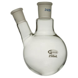 Glassco Round Bottom Flask Two Necks 250ml Centre Neck 24/29 Side Neck 19/26