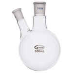 Glassco Round Bottom Flask Two Necks 500ml Centre Neck 24/29 Side Neck 19/26