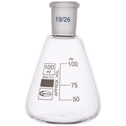 Glassco Conical Jointed Glass Flask 100ml B19 Pack of 10