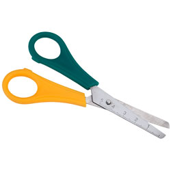 Decree 13cm Ruler Scissors Left Hand Yellow/Green - Pack of 12