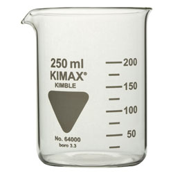 Kimble Chase Beaker, Low Form, with Graduation and Spout 250ml