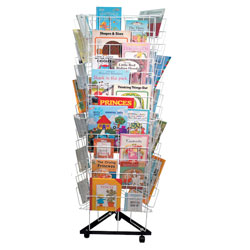 14 Shelves 3 Sided Mobile Book Stands 53 x 140 x 53cm