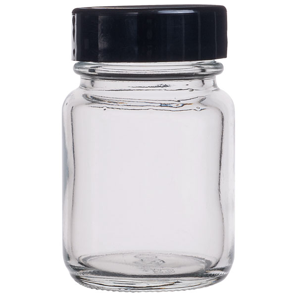 Academy Powder Glass Bottle 30ml Complete With Black Cap Single