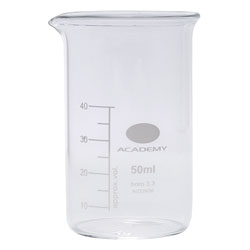 Academy Tall Form Glass Beaker With Spout 50ml Pack of 12