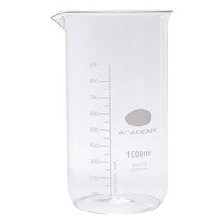 Academy Tall Form Glass Beaker With Spout 1000ml Pack of 6