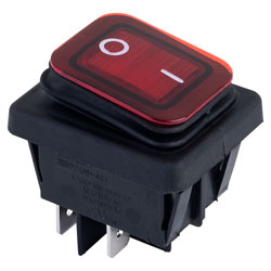 R-TECH 522777 IP65 Rocker Switch DPST Off-On 250V AC 16A Red