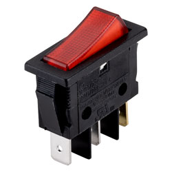 R-TECH 522779 Rocker Switch SPST On-Off 250V AC 16A Red/ Black