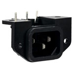 Bulgin PX0580/PC IEC Power Connector C14 Inlet 10A 250V AC, PCB Mount Flange