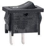 R-TECH 523168 Rocker switch, black, SPST 0/1 marking, 10A 250V, 4.8 tabs