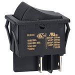R-TECH 523224 Rocker switch, black DPST, momentary, 16A 250V