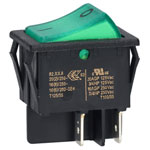 R-TECH 523225 Rocker switch DPST, green illuminated, 01 marking, 20A 250V