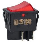 R-TECH 523226 Rocker switch DPST, red illuminated, 20A 250V