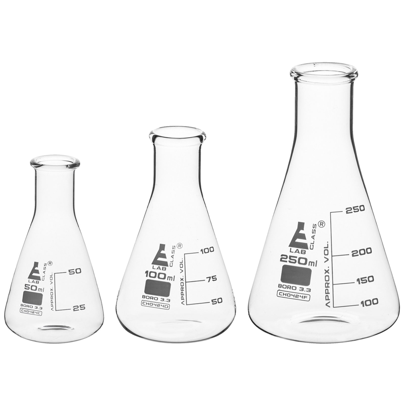Erlenmeyer Flask, 500 Ml, Borosilicate Glass, Narrow Neck, Conical Shape, White Graduations