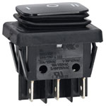 R-TECH 523558 Rocker switch,black, DPDT,centre-off,IP65,1011 marking, 16A 250V