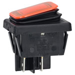 R-TECH 523586 Rocker switch, DPST, 16A 250V, red illuminated, IP65