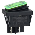 R-TECH 523629 Rocker switch, DPST, 24V, green illuminated, 01 marking, IP65