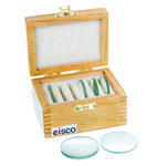 Eisco PH0538A - 50mm Glass Lenses with Wooden Storage Box - Set of 6