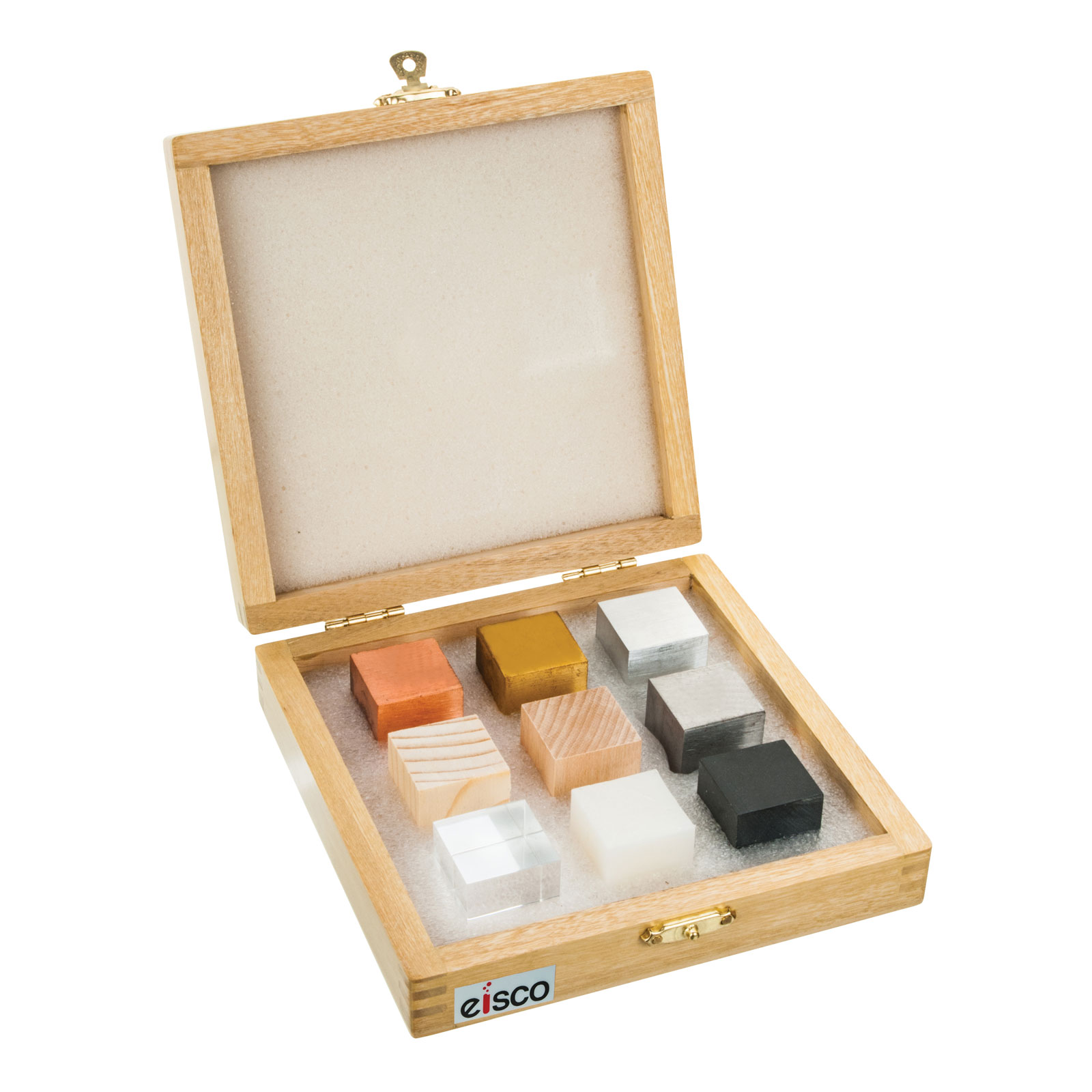 Eisco Labs Brass Weight Set - 9 Piece Primary Weights In Hardwood Storage Block (1g-100g)