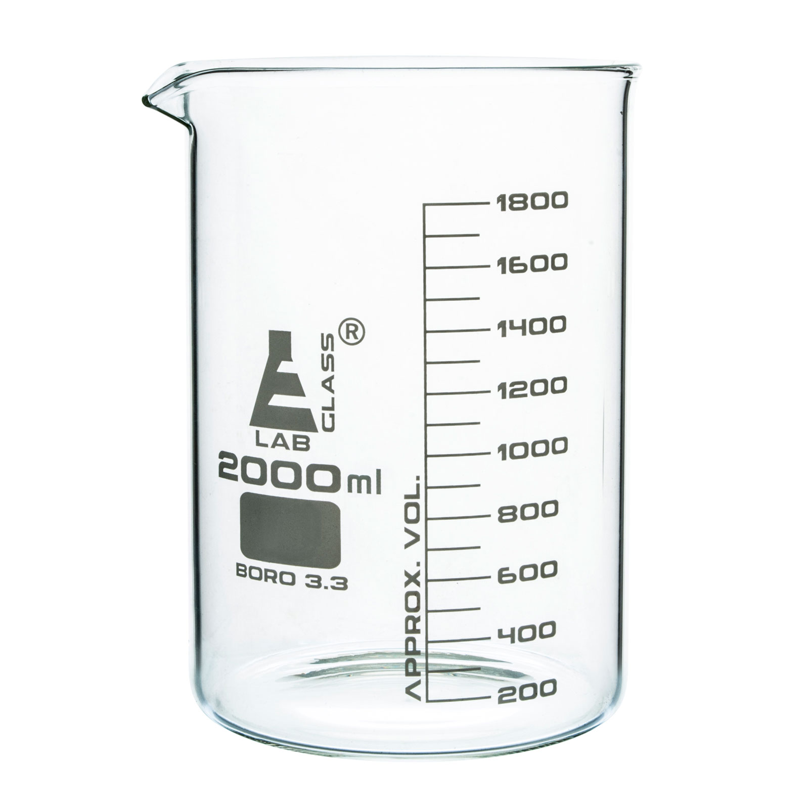 Labglass Low Form Beaker With Spout Graduated 2000ml Rapid Online 3744