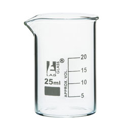 LabGlass Low Form Beaker with Spout Graduated 25ml Pack of 12