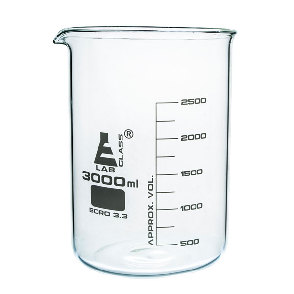 LabGlass Low Form Beaker with Spout Graduated 3000ml | Rapid Online