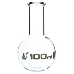 LabGlass Flat Bottom Boiling Flask Narrow Neck with Beaded Rim 100ml Pack of 12