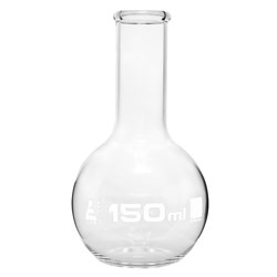 LabGlass Flat Bottom Boiling Flask Narrow Neck with Beaded Rim 150ml Pack of 12