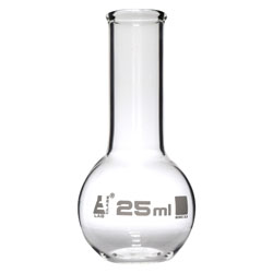 LabGlass Flat Bottom Boiling Flask Narrow Neck with Beaded Rim 25ml Pack of 12