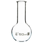 LabGlass Flat Bottom Boiling Flask Narrow Neck with Beaded Rim 50ml Pack of 12