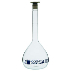 LabGlass Volumetric Flask with Stopper 1000ml Class 'A' 24/29 Pack of 2