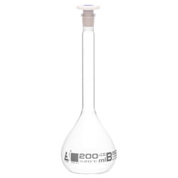 LabGlass Volumetric Flask with Stopper 200ml Class 'B' 14/23 Pack of 2