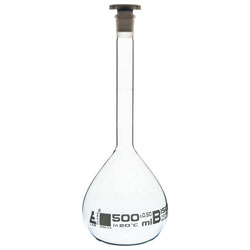 LabGlass Volumetric Flask with Stopper 500ml Class 'B' 19/26 Pack of 2