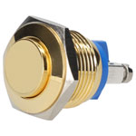 R-TECH 524578 16mm IP65 Vandal Resistant Switch SPST Raised Gold