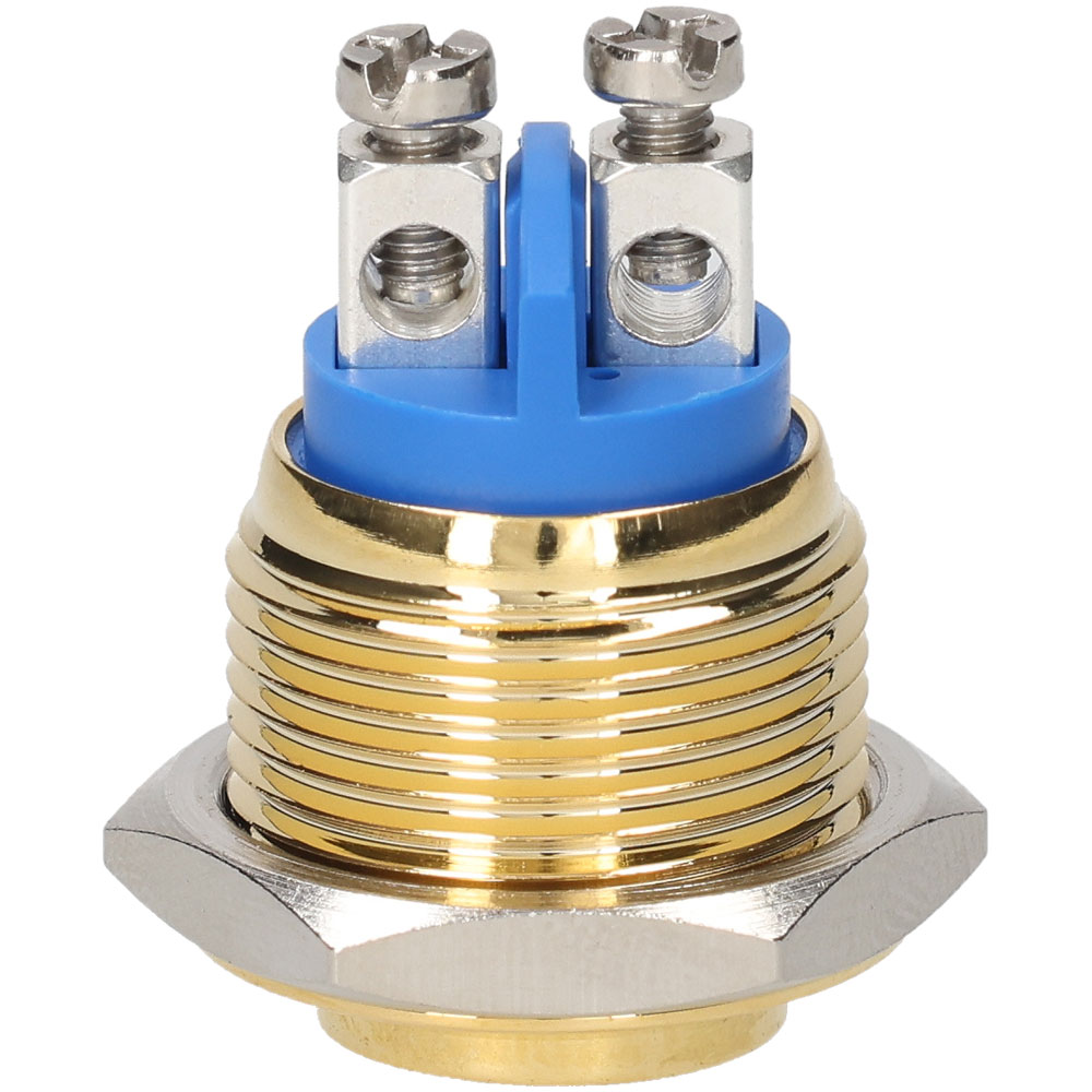 R-TECH 524578 16mm IP65 Vandal Resistant Switch SPST Raised Gold