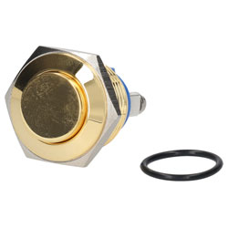 R-TECH 524578 16mm IP65 Vandal Resistant Switch SPST Raised Gold