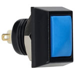 R-TECH 524643 Momentary Pushbutton Switch, SPST, 12mm Cutout, IP67, Blue