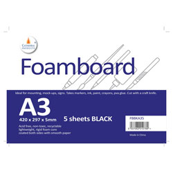 Cathedral Products FBBKA35 Foamboard Black 5mm A3 (297 x 420mm) 5pk