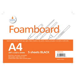 Cathedral Products FBBKA45 Foamboard Black 5mm A4 (210 x 297mm) 5pk