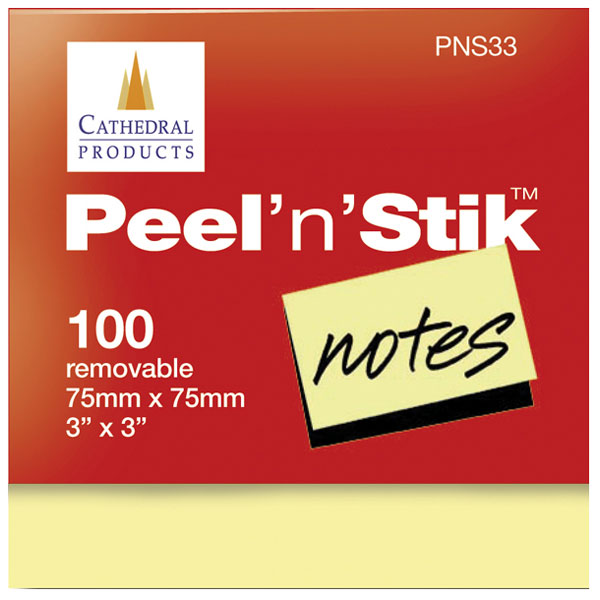 Cathedral Products PNS33PK12 Repositionable Notes 75mm x 75mm 100 ...