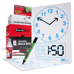 Show-me Class Pack of 100 Time Dry Wipe Boards