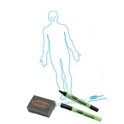 Show-me A4 White Board Human Body Pack of 100 Boards, Pens & Erasers