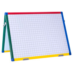 Show-Me A2 Double-Sided Magnetic Dry Wipe Easel (Gridded/Plain)