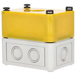 EAO 704.945.8 EAO Series4 Enclosure 94X65X81, With Cut-Out 1Xø22,5, Yellow/Grey