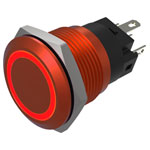 EAO 82-5751.1114 IlluminatedMomentary 19mm Red Flush 24V Solder Terminals
