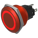 EAO 82-6751.1114 IlluminatedMomentary 22mm Red Flush Red 24V Solder Terminals